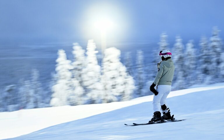 Laskettelijoita Levillä