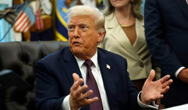 Donald Trump Signs Memorandum In The Oval Office