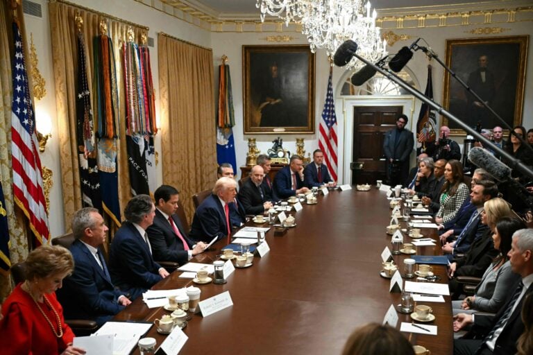 President Donald Trump participates in a Cabinet Meeting