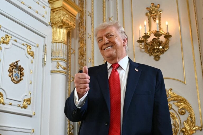 US President Donald Trump attends the Southern Boulevard dedication ceremony