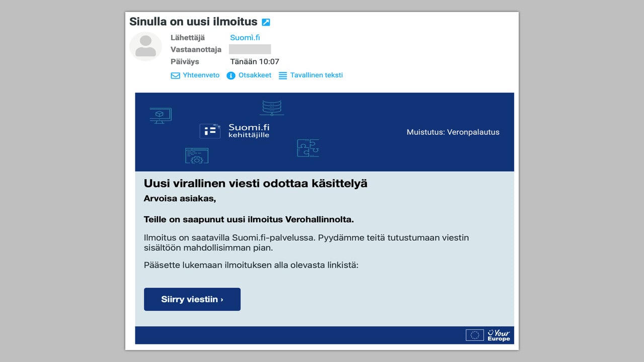 Saitko tällaisen viestin? Älä klikkaa linkkiä