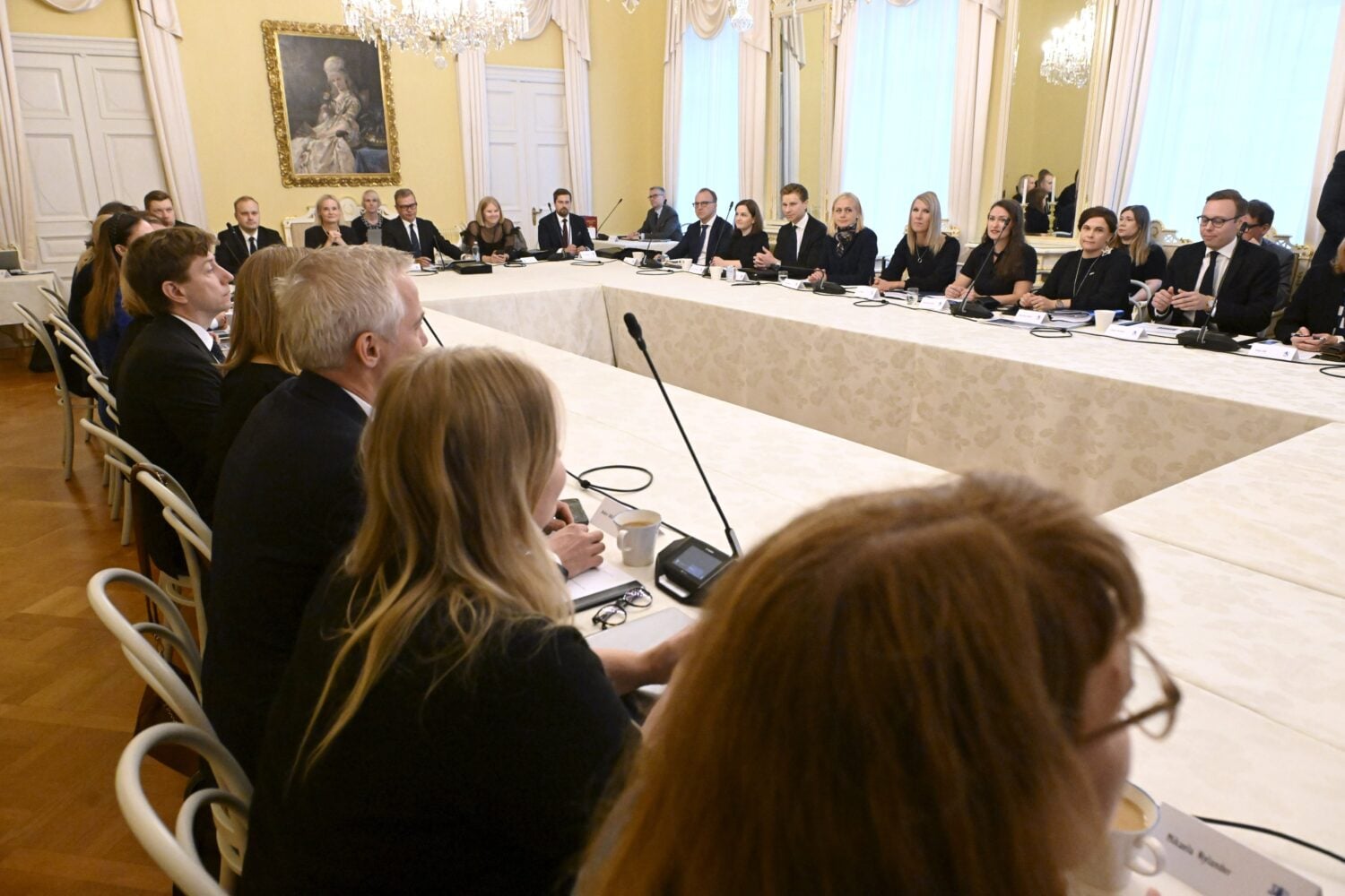 Hallitus budjettiriihen neuvotteluissa 2. syyskuuta 2025. LEHTIKUVA / MIKKO STIG