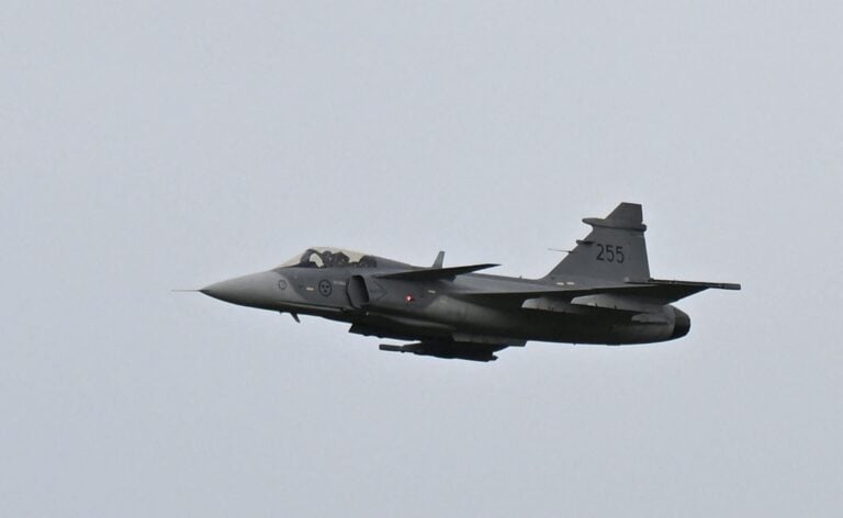 Saab Gripen -hävittäjä Ruotsissa. AFP / LEHTIKUVA / JONATHAN NACKSTRAND