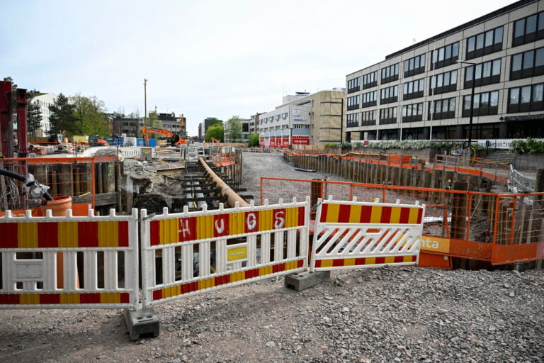 Pikaraitiotien työmaa Tikkurilassa Vantaalla 15. toukokuuta.