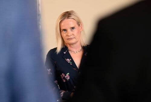 Valtiovarainministeri Riikka Purra (ps) eduskunnan valtiosalissa Helsingissä 23. kesäkuuta 2026. LEHTIKUVA / JADE SILPO