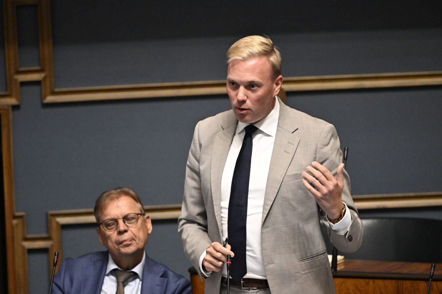 SDP:n kansanedustaja Jani Kokko eduskunnan ylimääräisessä istunnossa 21. heinäkuuta 2026. LEHTIKUVA / RONI REKOMAA