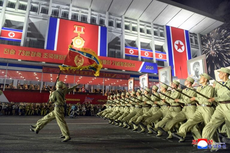 Korean sodan aselevon 73-vuotispäivän muistotilaisuus Pjongjangissa 27. heinäkuuta 2026. AFP / LEHTIKUVA / -