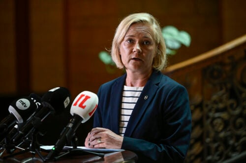 Sisäministeri Mari Rantanen (ps.) mediatilaisuudessa Säätytalossa Helsingissä 4. elokuuta 2026. LEHTIKUVA / ANTTI AIMO-KOIVISTO