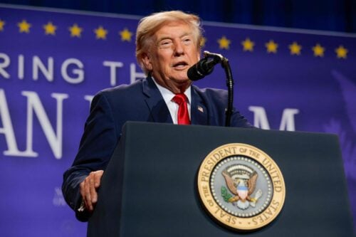 Presidentti Donald Trump puhui elokuun alussa Las Vegasissa. AFP / LEHTIKUVA / CHIP SOMODEVILLA
