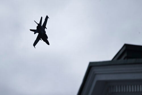 Ilmavoimien F/A-18 Hornet -hävittäjä. / LEHTIKUVA / MIKKO STIG