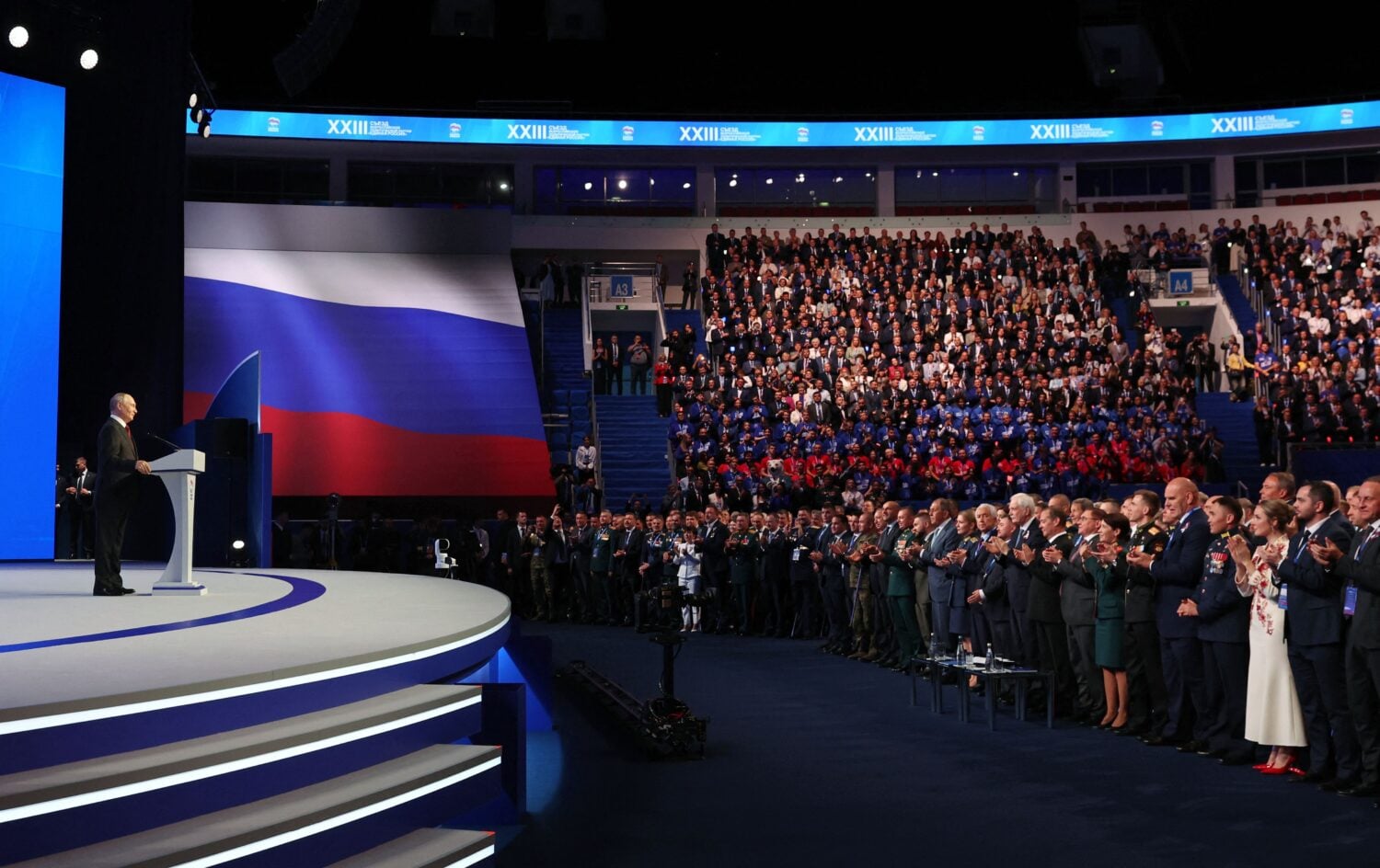 Vladimir Putin puhumassa. AFP / LEHTIKUVA / YEKATERINA SHTUKINA