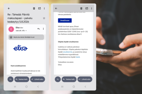 Kuva huijausviestistä. SUOMEN TELEMARKKINOINTILIITTO