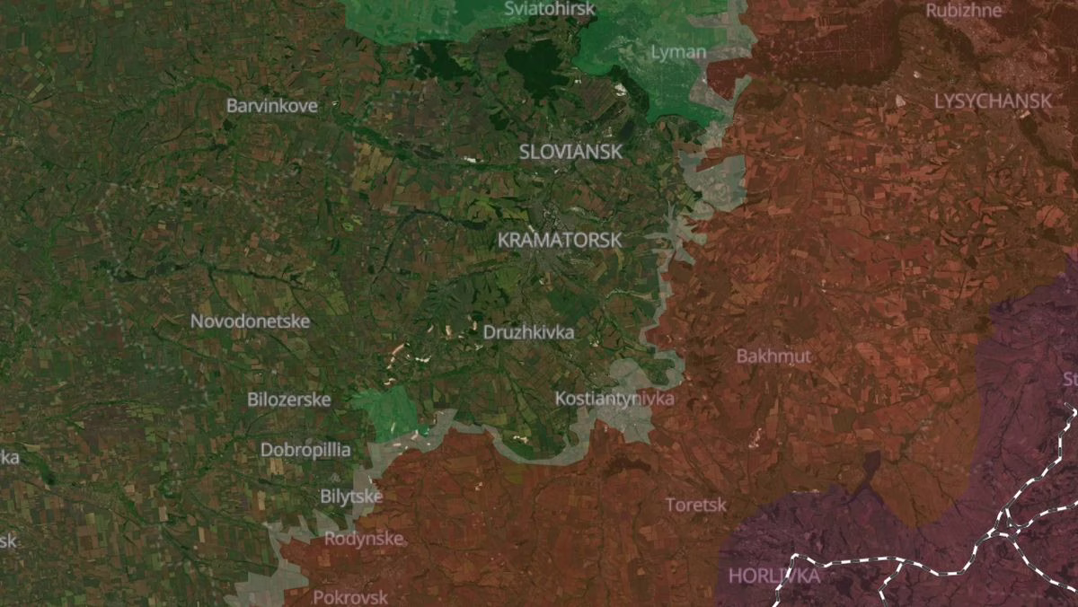 Rintamatilanne Ukrainan itäosissa. / deepstatemap.live
