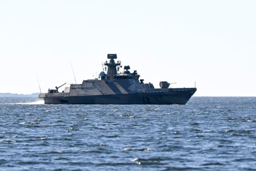 Suomen merivoimien Hamina-luokan ohjusvene Hanko Narrow Waters -harjoituksessa Kotkan edustalla Kirkonmaalla 26. toukokuuta 2026. LEHTIKUVA / ANTTI AIMO-KOIVISTO