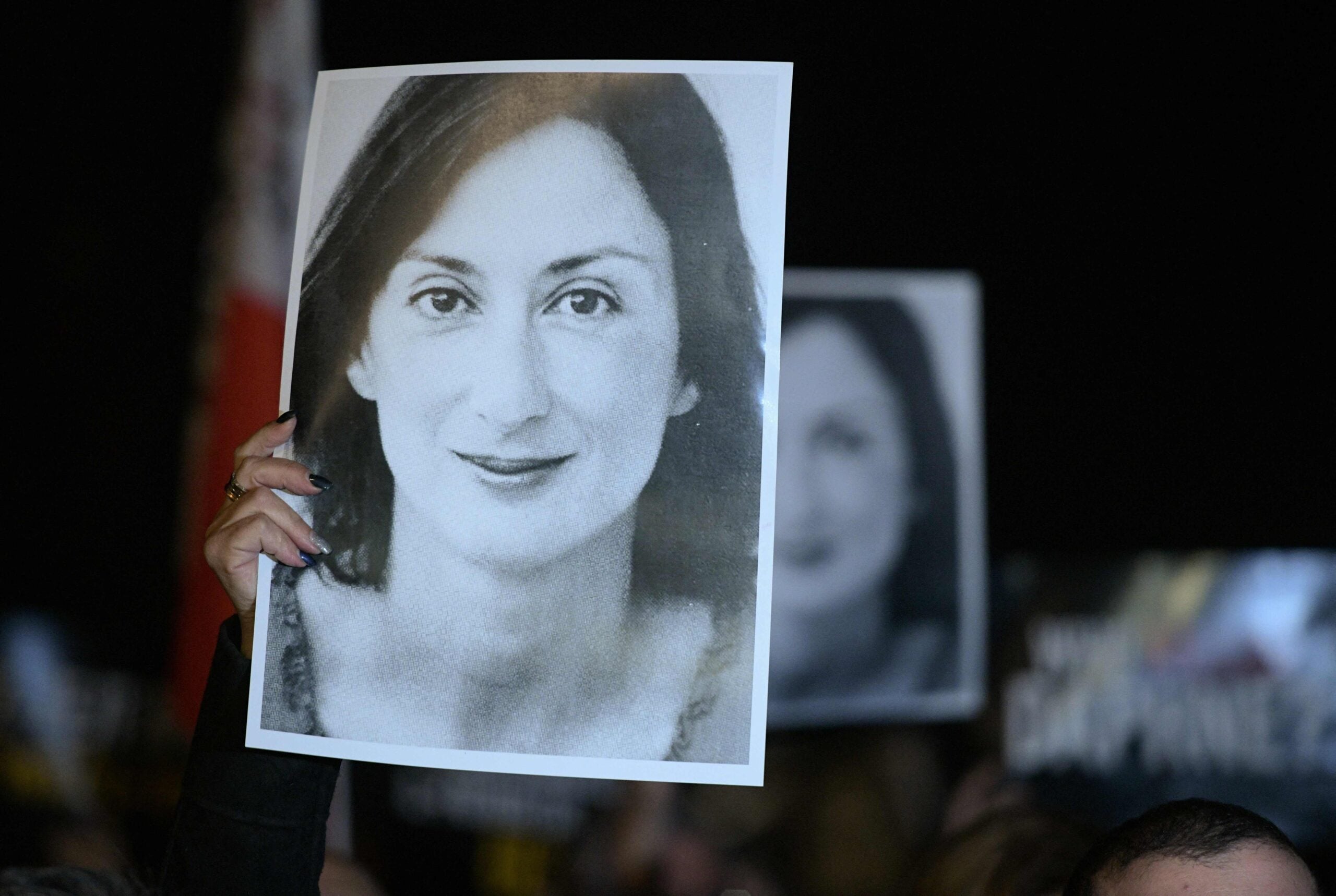 Toimittaja Daphne Caruana Galizia murhattiin työnsä vuoksi vuonna 2017. AFP / LEHTIKUVA / MATTHEW MIRABELLI