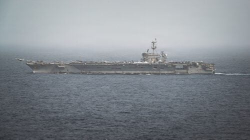 Yhdysvaltain lentotukialus USS George Washington merellä. AFP / LEHTIKUVA / HANDOUT