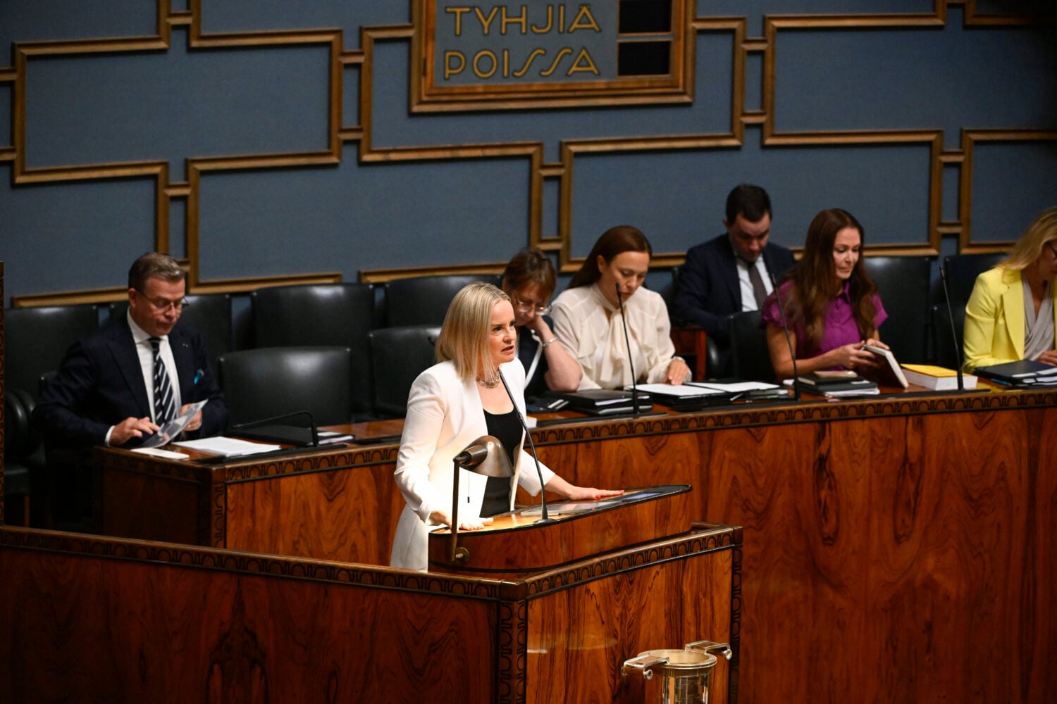 Valtiovarainministeri Riikka Purra avasi lähetekeskustelun esittelypuheenvuorolla eduskunnan täysistunnossa tänään.