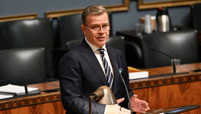 Pääministeri Petteri Orpo eduskunnan täysistunnossa 22. syyskuuta 2026. LEHTIKUVA / EMMI KORHONEN