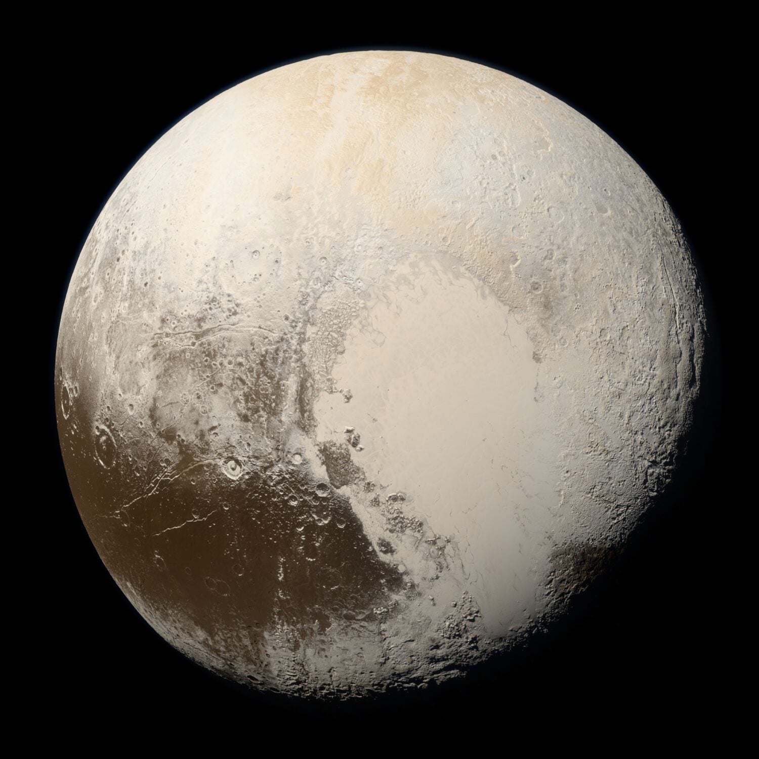 Pluto oli Aurinkokunnan yhdeksäs planeetta vuoteen 2006 asti, jolloin se luokiteltiin kääpiöplaneetaksi. Kuva Plutosta on Nasan New Horizons -luotaimen ottama vuodelta 2015. WIKIMEDIA COMMONS/NASA