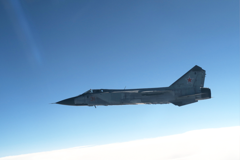 Venäläinen MiG-31-hävittäjä ("Foxhound"). Kuva: Ruotsin ilmavoimat