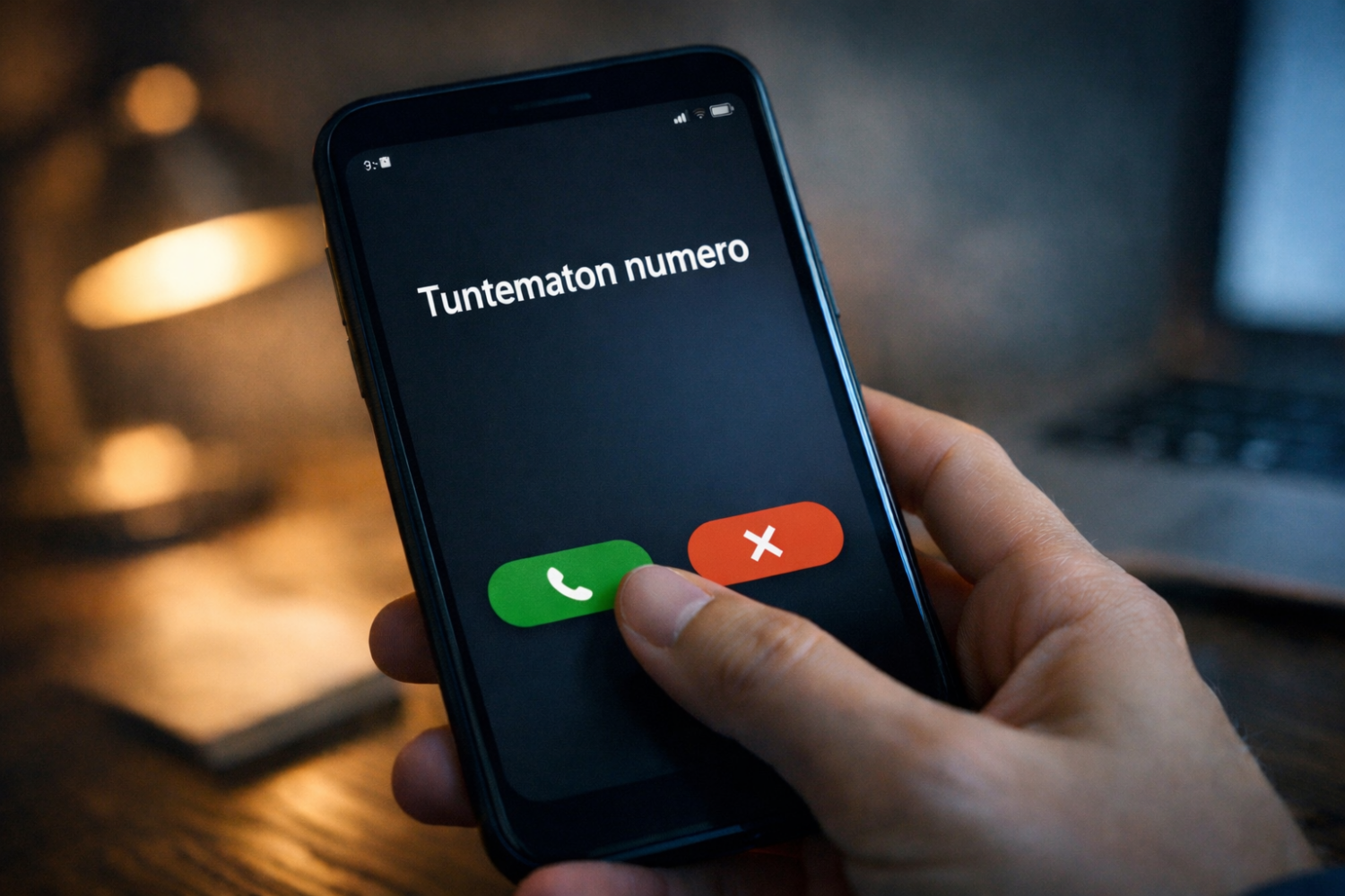 Yllättävän moni yksityishenkilö soittaa tuntemattomasta numerosta. Tekoälyn luoma kuvitus.