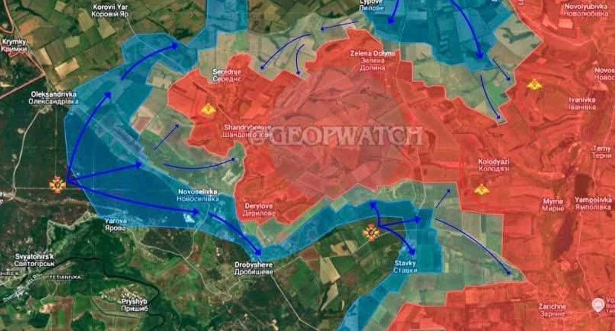Ukrainan hyökkäys Lymanin pohjoispuolella. / GeoPWatch / Telegram