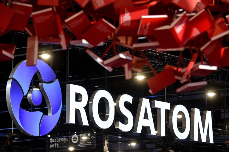 Rosatomin logo. AFP / LEHTIKUVA / OLGA MALTSEVA