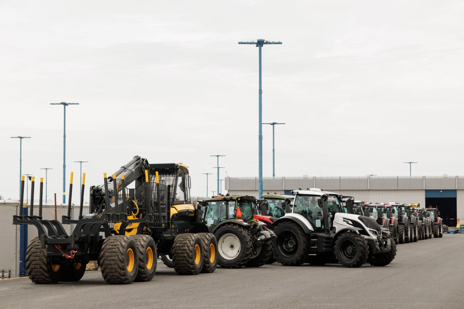 Ponsse forestry machines and Valtra tractors at the Port of Vuosaari in Helsinki on 29 August 2026. / STR / LEHTIKUVA / SEPPO SAMULI
