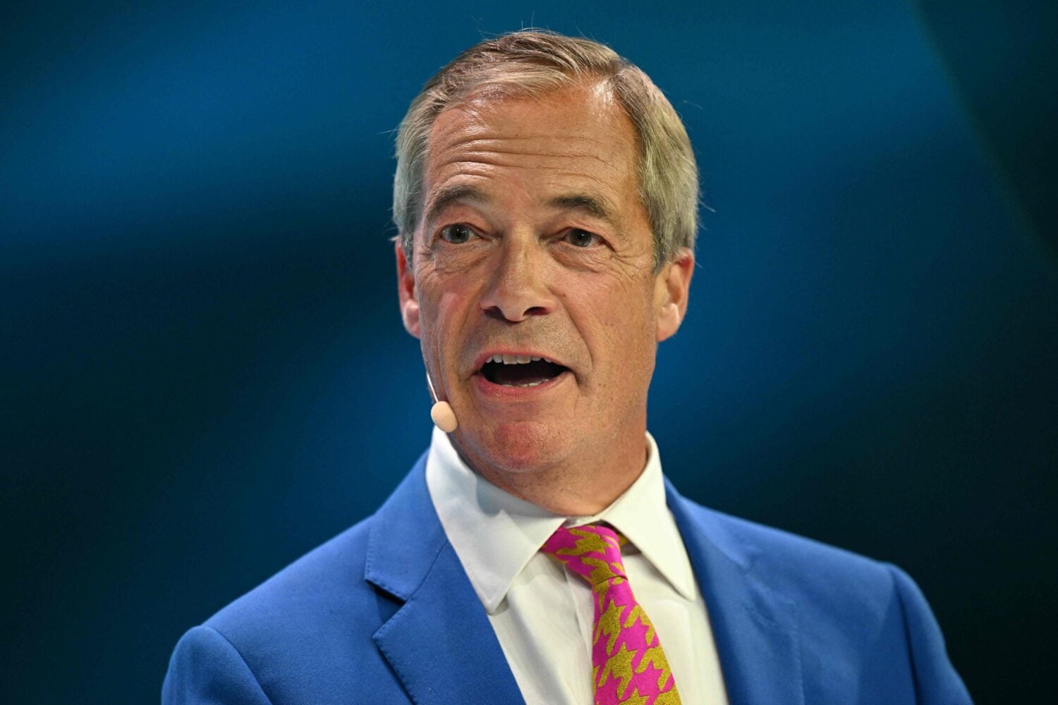 Nigel Farage Birminghamissa syyskuussa 2026. / AFP / LEHTIKUVA / OLI SCARFF