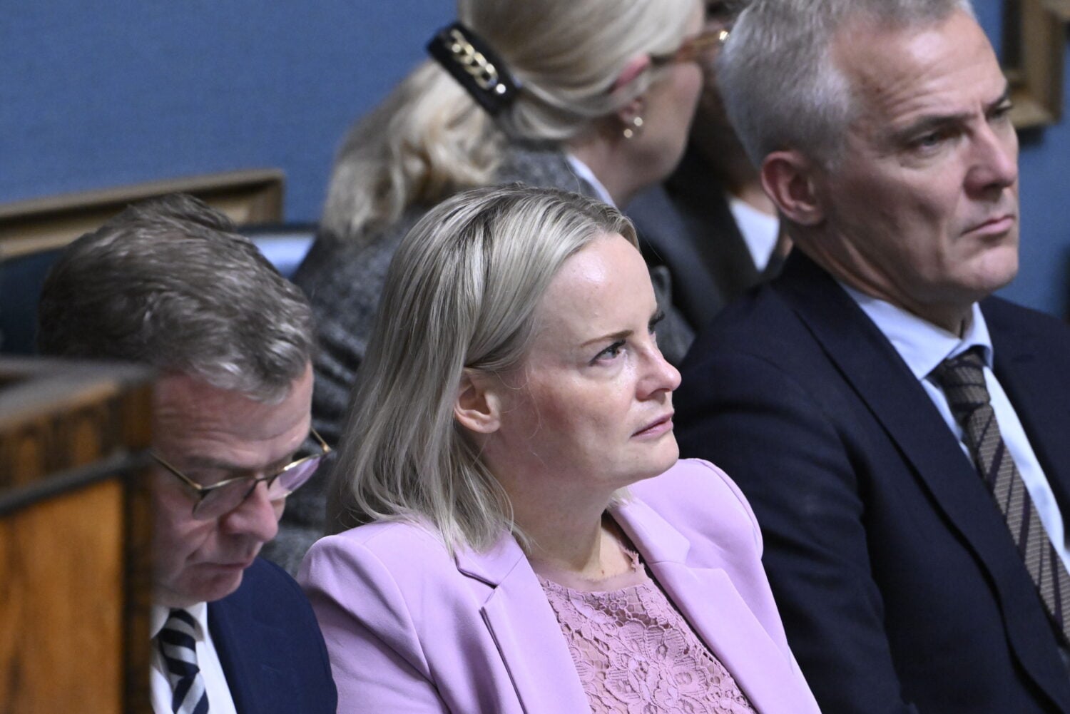 Valtiovarainministeri Riikka Purra eduskunnan täysistunnossa 7. lokakuuta 2026. LEHTIKUVA / HEIKKI SAUKKOMAA