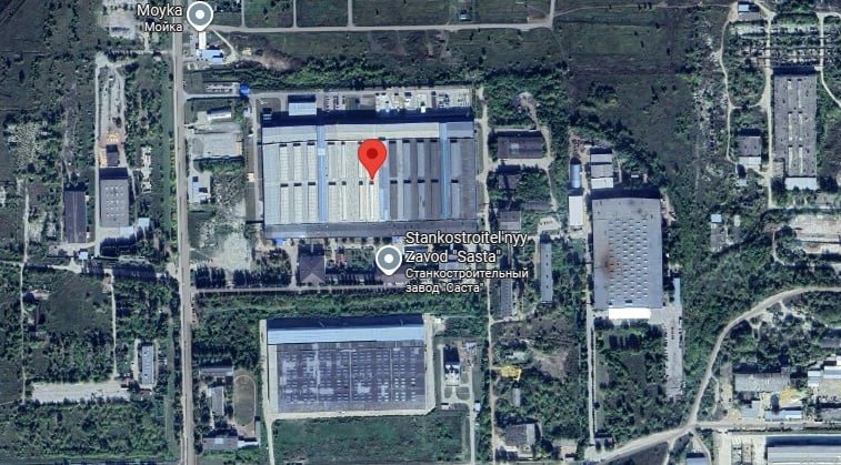 Sasovon datakeskus ja Sasta-tehdas Google Mapsissa.