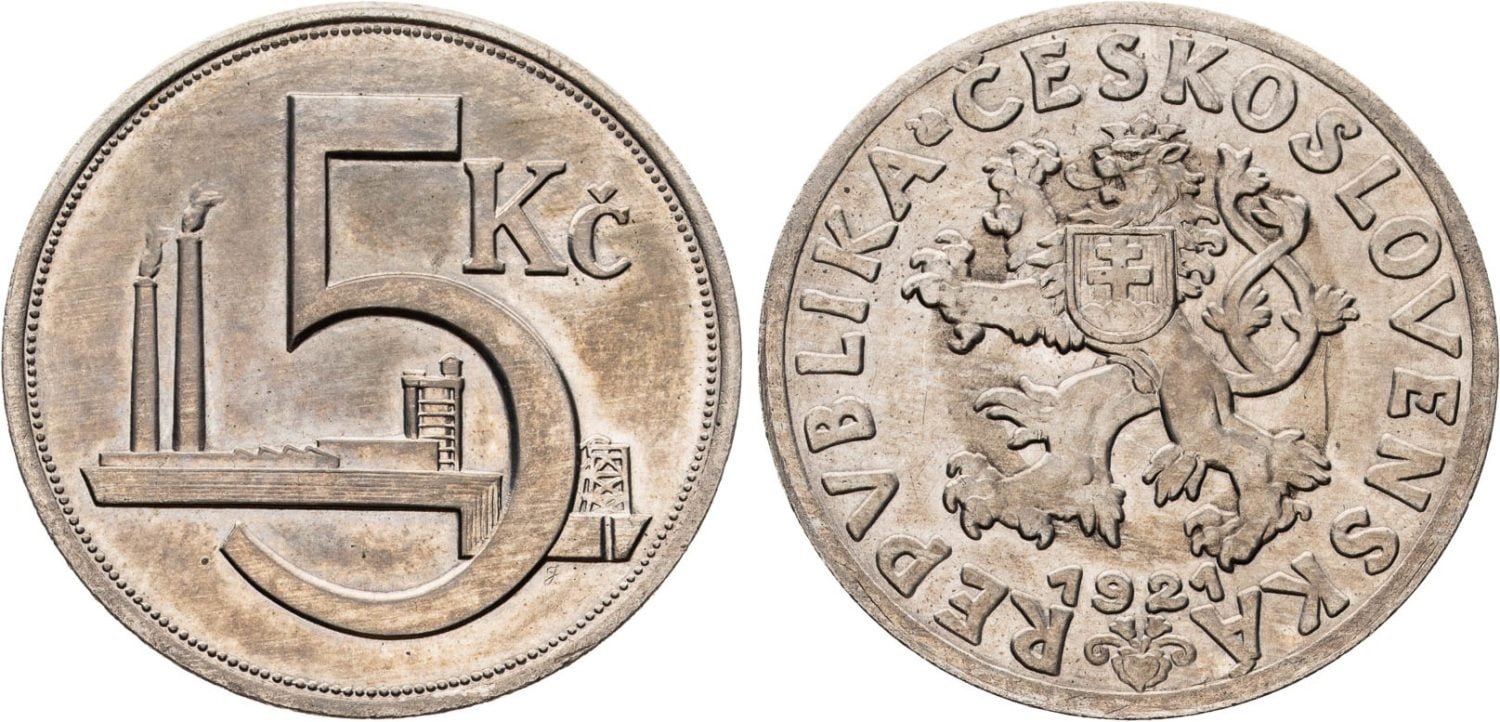 Vuoden 1921 viiden korunan koerahasta maksettiin huutokaupassa Prahassa 75 000 euroa. MACHOGALLERIES