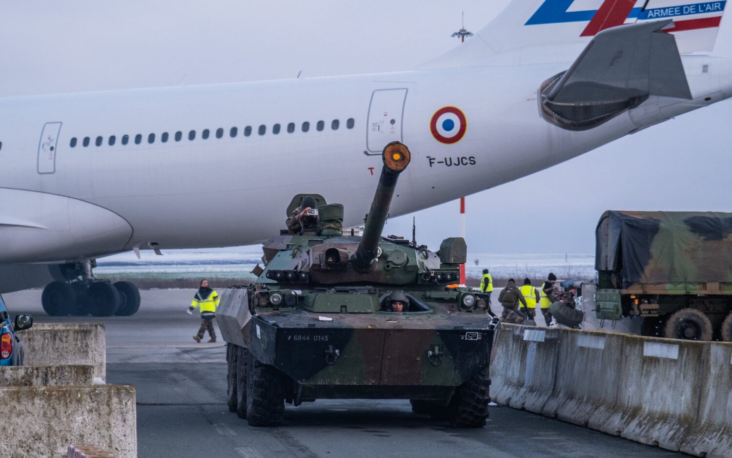 A French AMX-10RC armoured reconnaissance vehicle in Romania. / NATO